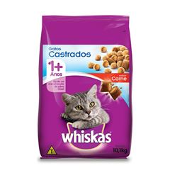 Ração Felina Whiskas Sabor Carne Para Gatos Castrados 10,1Kg