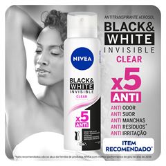 Desodorante Aerosol Invisible Black E White Clear  150Ml