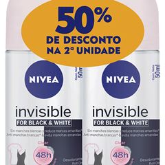 Desodorante Roll-On Invisible BlackEWhite Clear 50%  2X50Ml