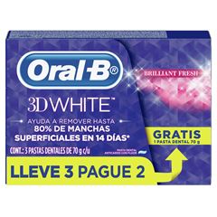 Creme Dental 3D White Brilhante L3P2 Oral-B Simples 3X70G