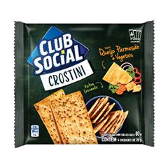 Biscoito Club Social Crostini Queijo E Vegetais Club Social Simples 4X20G