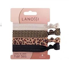 Hair Ties Elastico De Cabelo Animal C/4 Lanossi Simples 6X4Un