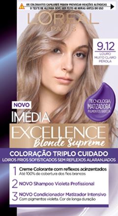 Tintura Imédia Excellence Blonde Supreme 9.12 Louro Muito Claro Pérola