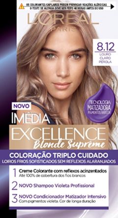 Tintura Imédia Excellence Blonde Supreme 8.12 Louro Claro Pérola