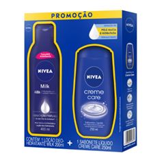 KIT LOCAO NIVEA 200ML MILK+CR CARE 250ML
