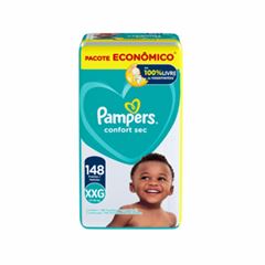 FRALDA DESCARTÁVEL INFANTIL PAMPERS COMFORT SEC XXG 14 A 18KG PACOTE 148 UNIDADES PACOTE ECONÔMICO