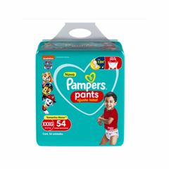 FRALDA DESCARTÁVEL INFANTIL PANTS PAMPERS AJUSTE TOTAL XXXG 18 A 27KG PACOTE 54 UNIDADES