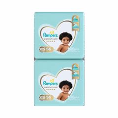 PACK FRALDA DESCARTÁVEL INFANTIL PAMPERS PREMIUM CARE XXG + DE 14KG PACOTE 2 UNIDADES 56 FRALDAS CADA PACOTE