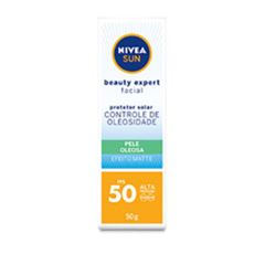 NIVEA SUN PROTETOR SOLAR FACIAL BEAUTY EXPERT PELE OLEOSA FPS60 50G